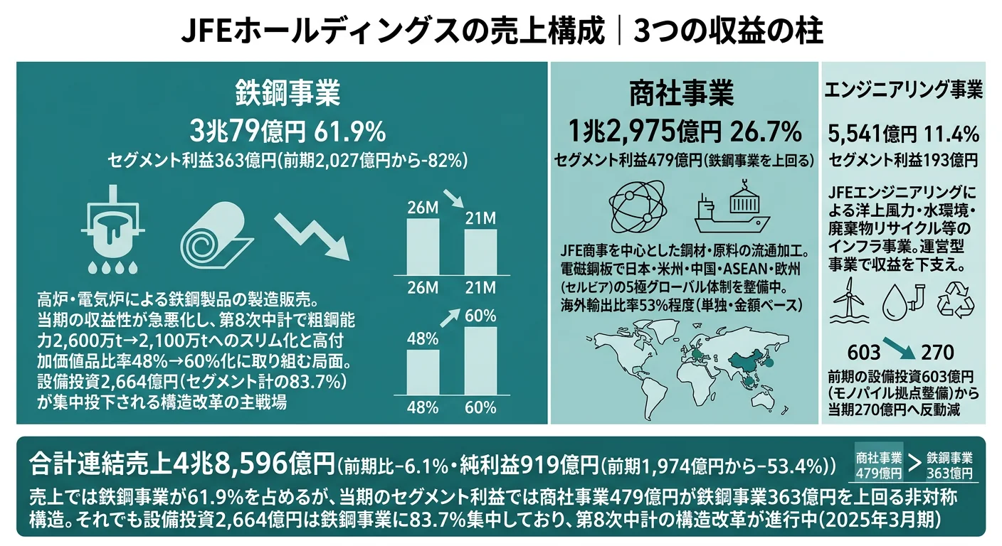 JFEホールディングスの売上構成（2025年3月期）