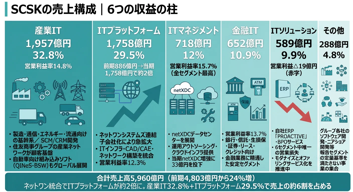 SCSKのセグメント別売上・営業利益構成