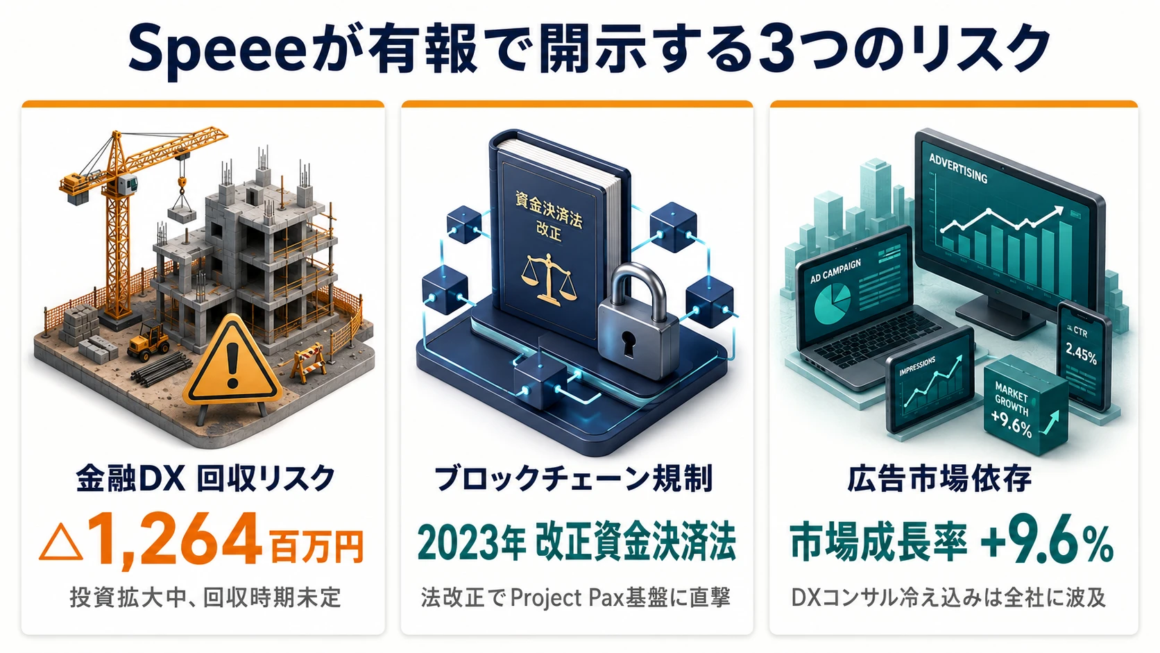 Speeeが有報で開示する5つのリスク──金融DX回収可能性／ステーブルコイン規制／広告市場依存／競合激化／創業者依存