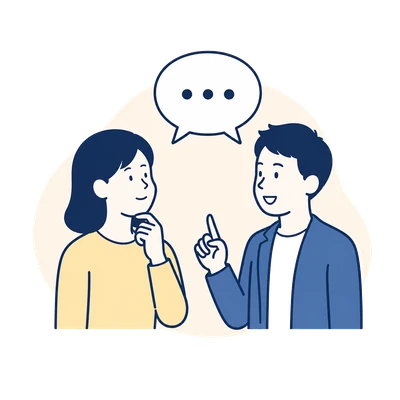 キャリアを言語化する対話イラスト