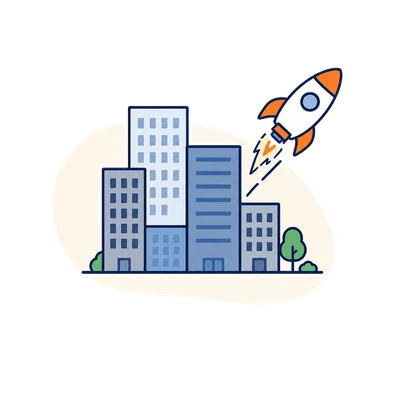 合う企業を探す (ビルとロケット)