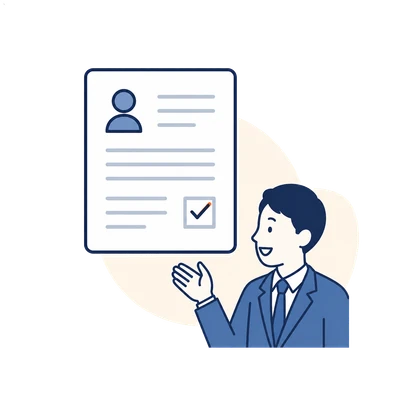 選考書類と担当者のイラスト